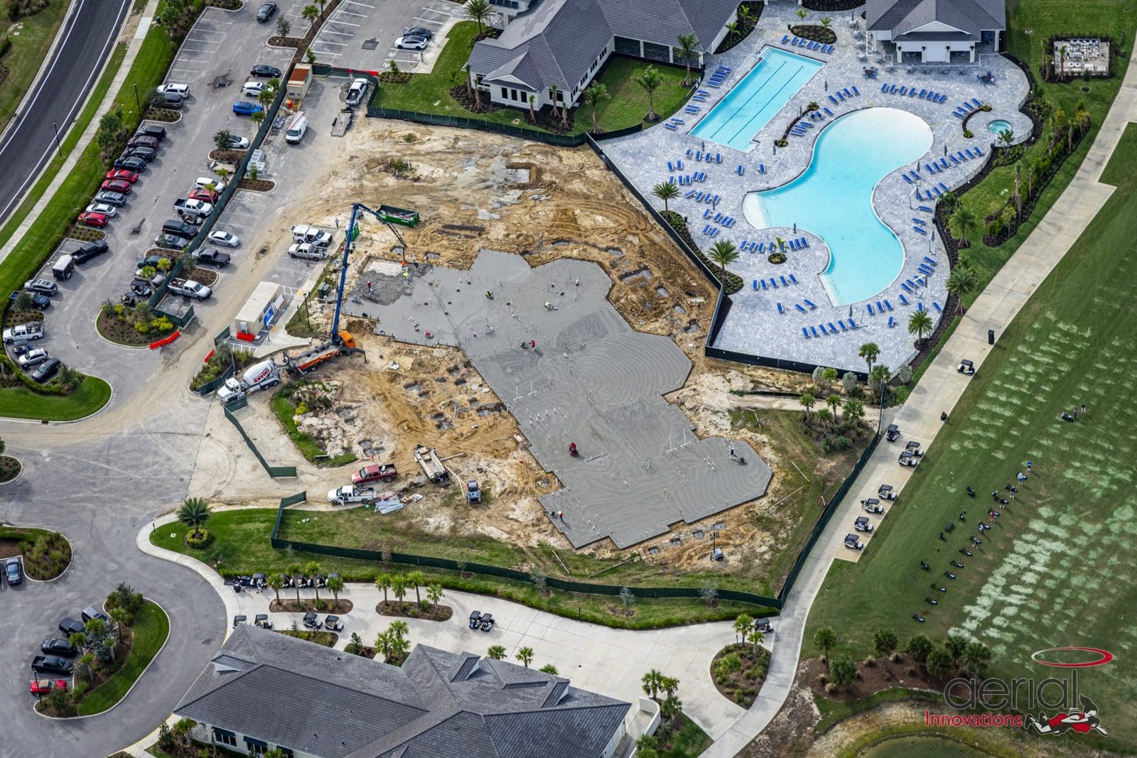Commercial concrete pad poured for the Babcock Ranch clubhouse amenity center